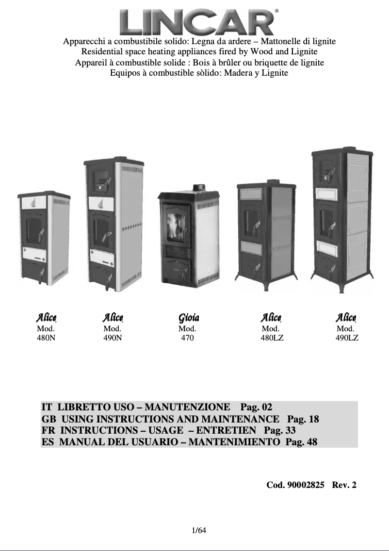 Page 1 de la notice Manuel utilisateur Lincar Gioia 470