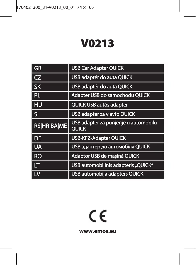 Image de la première page du manuel de l'appareil V0213