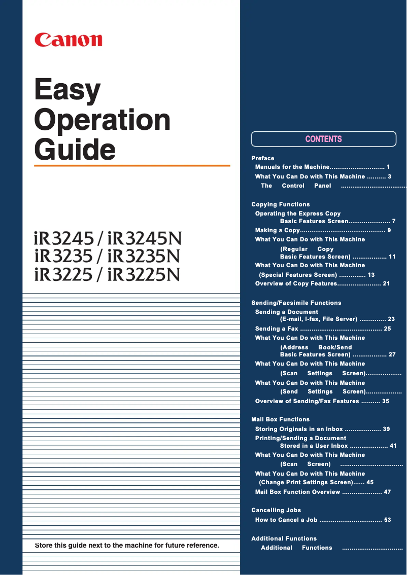 Image de la première page du manuel de l'appareil imageRUNNER 3245Ne