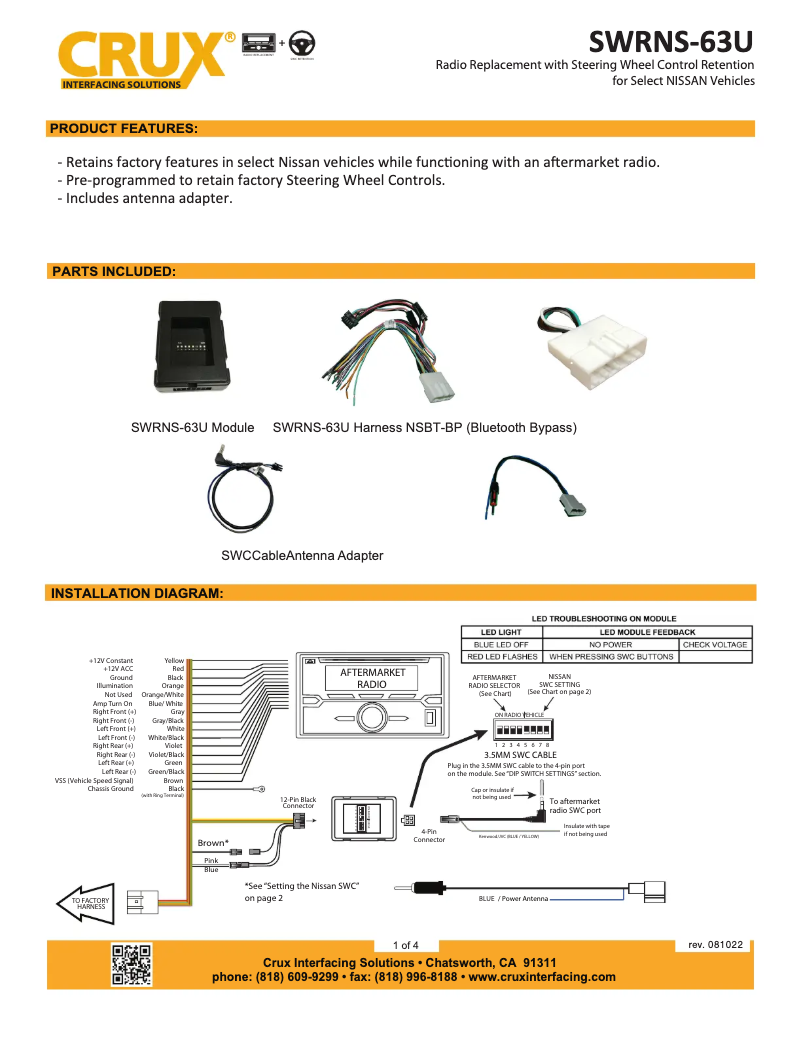 Page 1 de la notice Manuel utilisateur CRUX SWRNS-63U