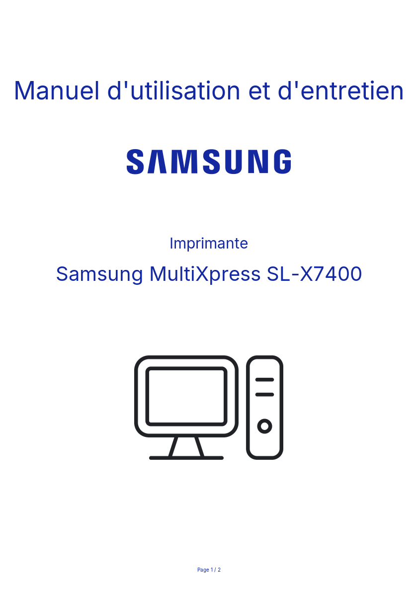Image de la première page du manuel de l'appareil MultiXpress SL-X7400