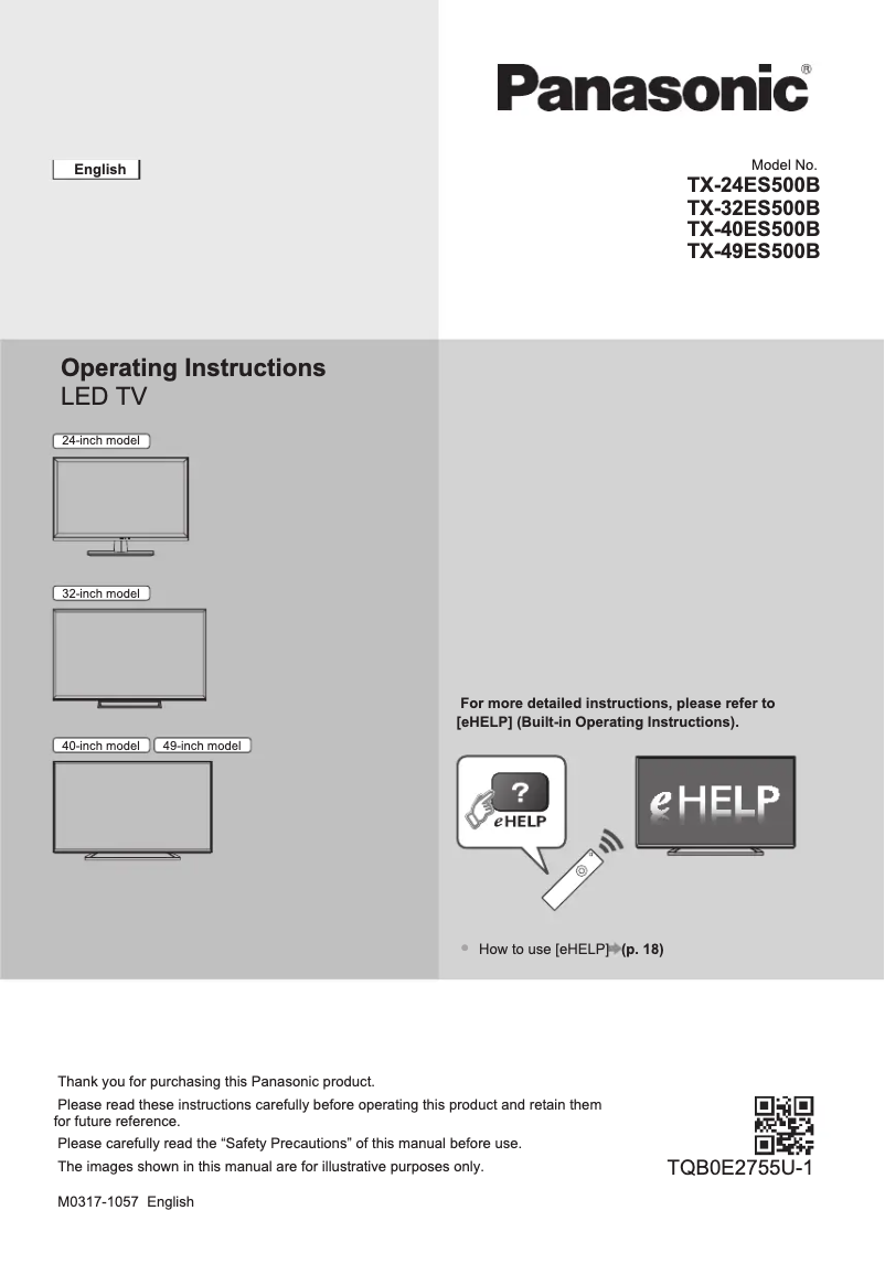 Page 1 de la notice Manuel utilisateur Panasonic TX-40ES500B