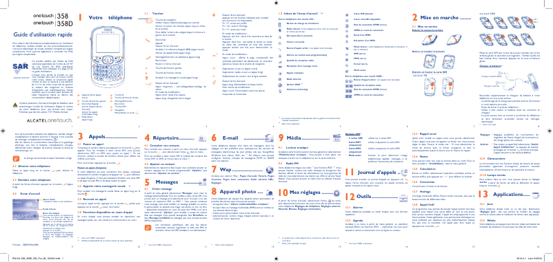 Image de la première page du manuel de l'appareil One Touch 358