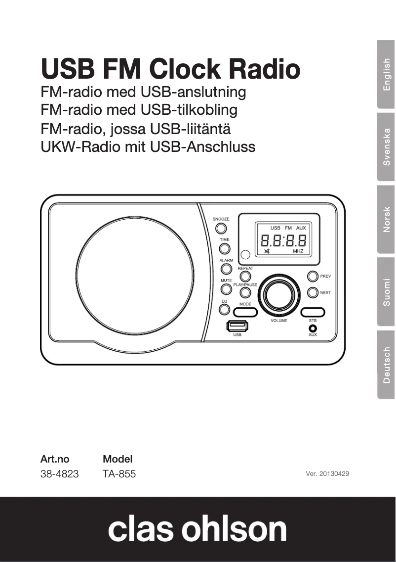 Página 1 del manual Manual de usuario Clas Ohlson TA-855
