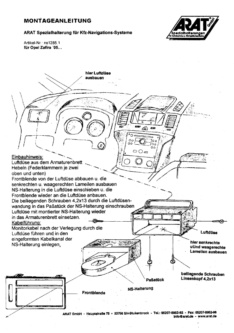 Page 1 de la notice Manuel utilisateur Arat NS1285.1