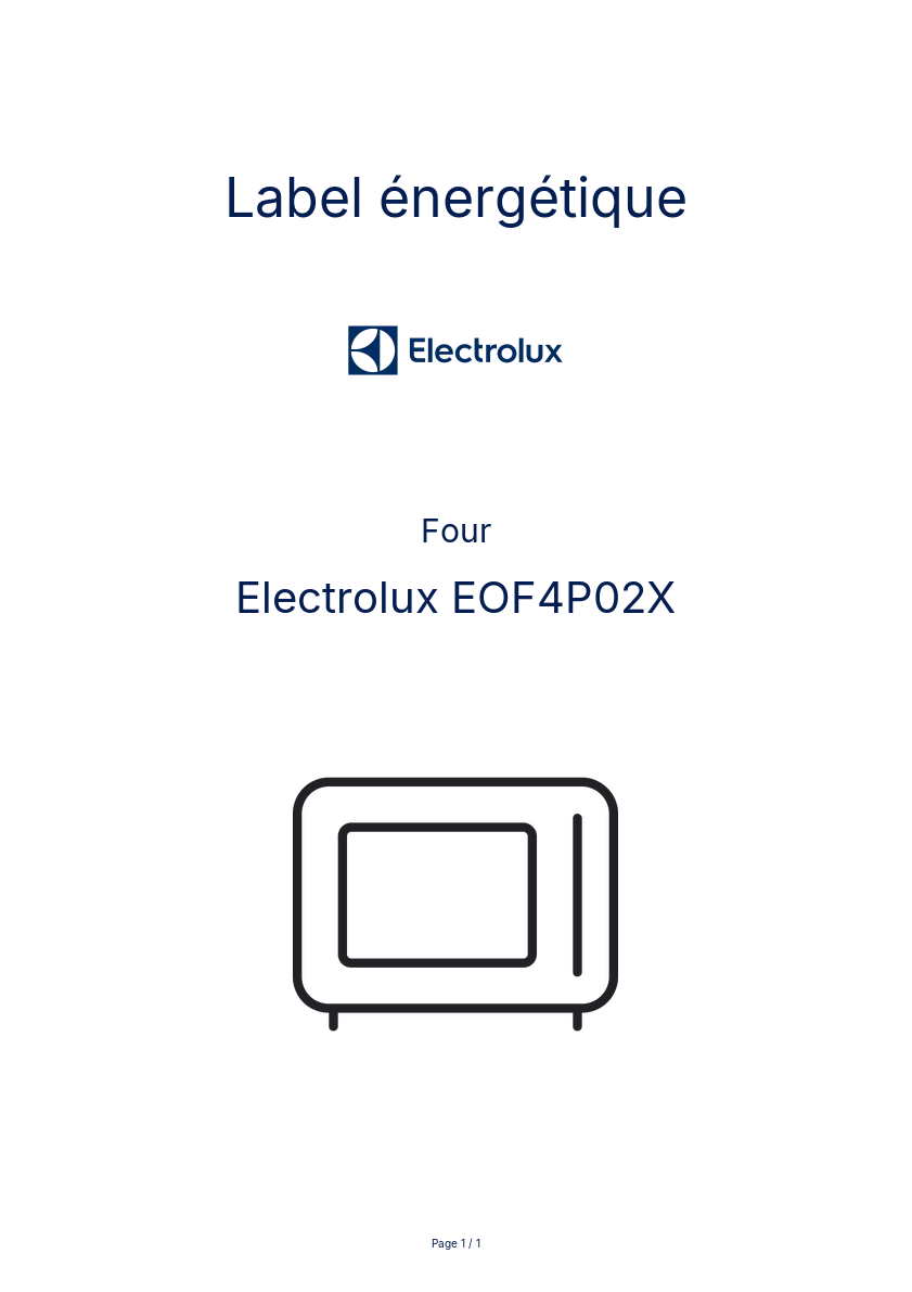 Page n°1 - Label énergétique Electrolux EOF4P02X