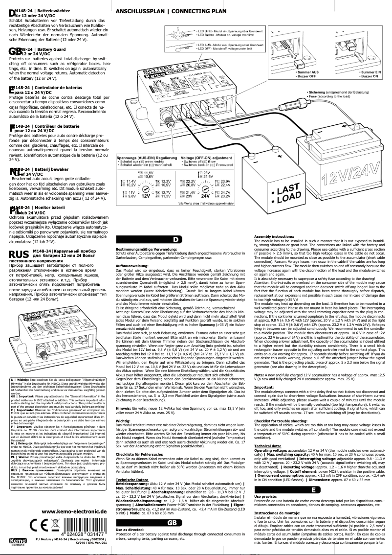 Imagen de la primera página del manual del dispositivo M148-24