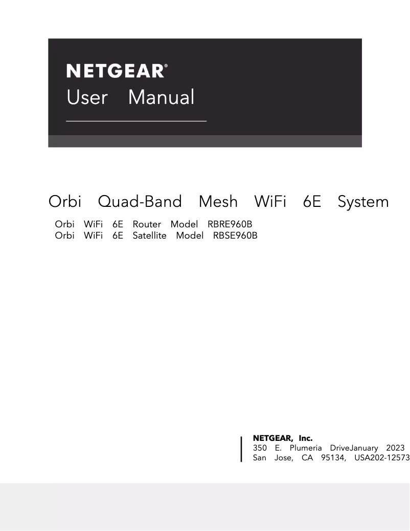 Page n°1 - Manuel utilisateur Netgear Orbi RBRE960B