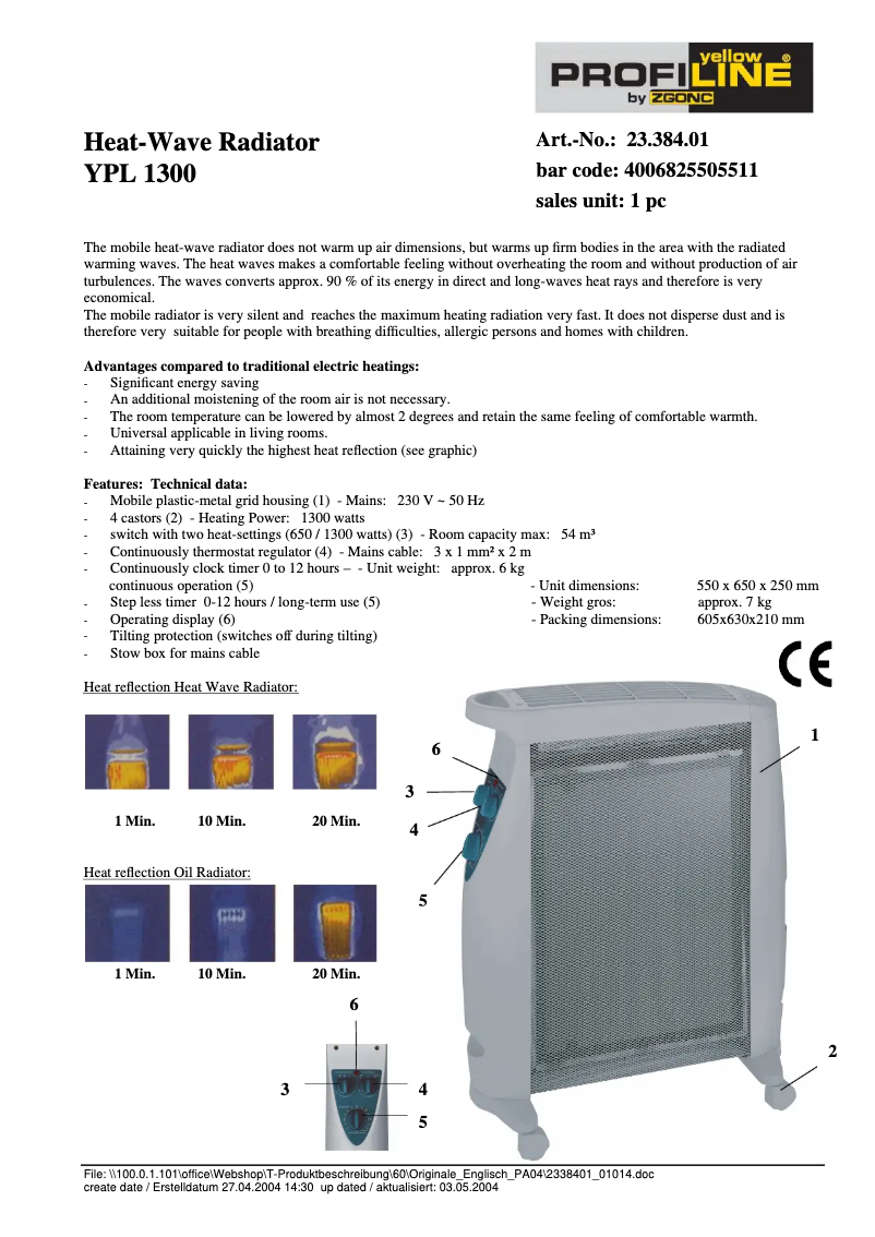 Page 1 de la notice Manuel utilisateur Einhell YPL 1300