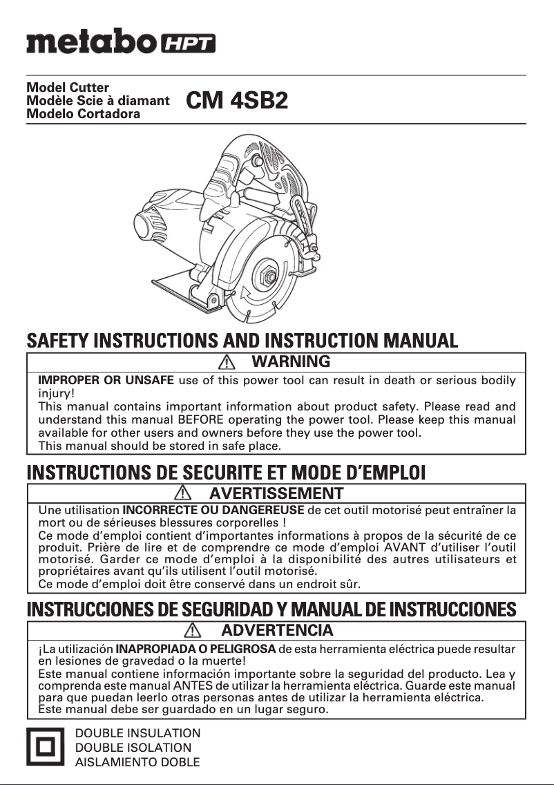Page 1 de la notice Manuel utilisateur Metabo CM4SB2