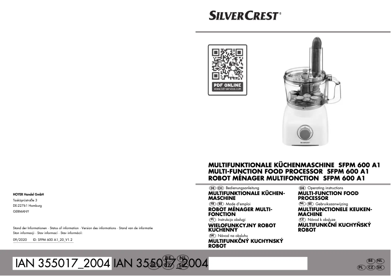 Page 1 of the manual User Manual SilverCrest SKMM 1000 A2