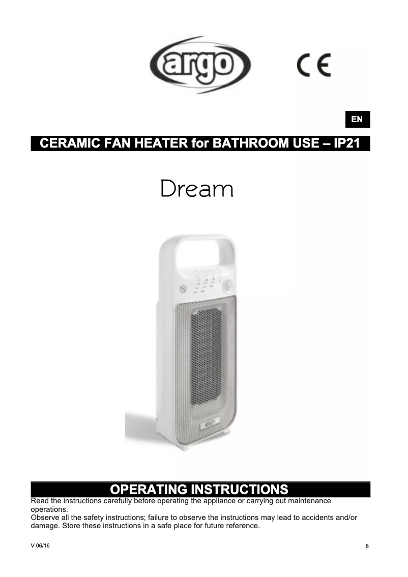 Page 1 de la notice Manuel utilisateur Argoclima Dream