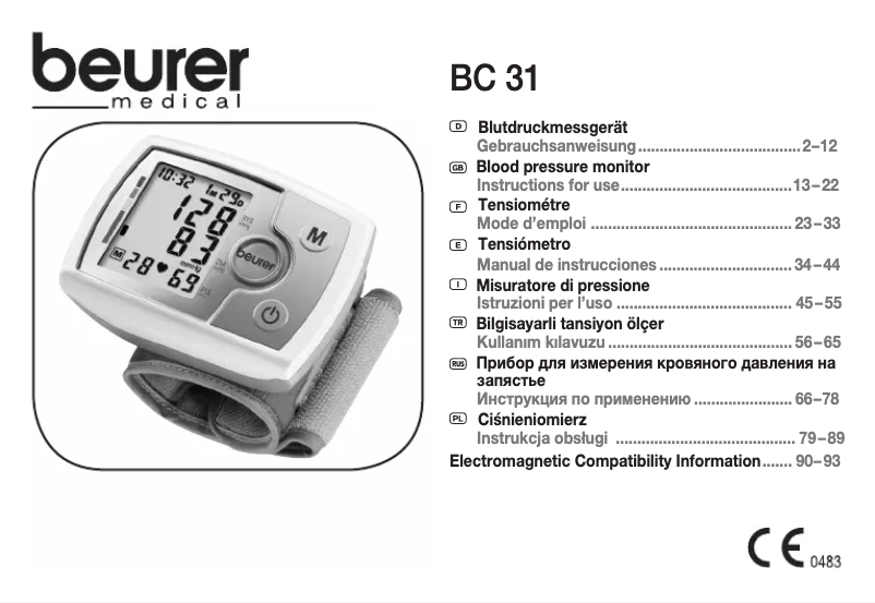 Page 1 de la notice Manuel utilisateur Beurer BC 31