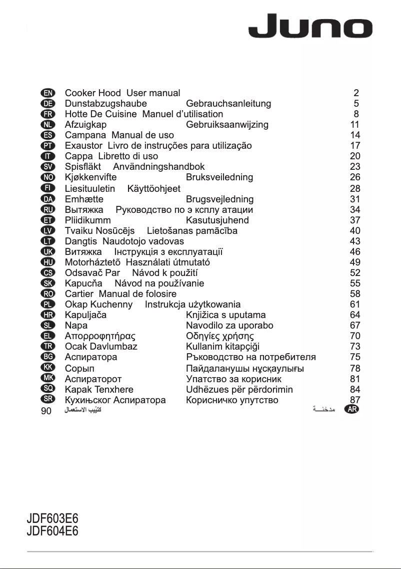 Page 1 de la notice Manuel utilisateur Juno JDF604E6