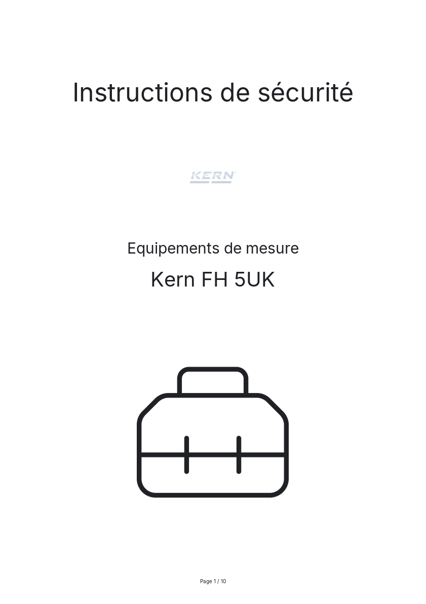 Page n°1 - Instructions de sécurité Kern FH 5UK