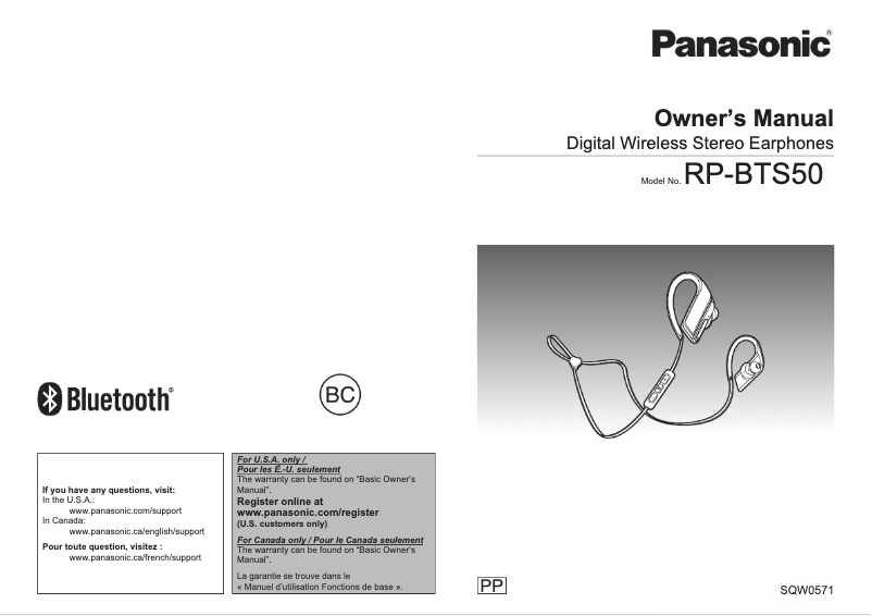 Page n°1 - Manuel utilisateur Panasonic RP-BTS50