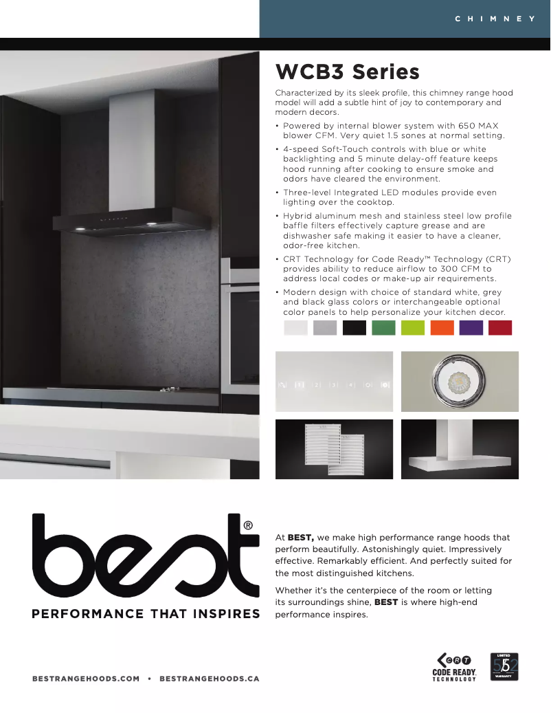 Página 1 del manual Ficha técnica Best WCB3I36SBB