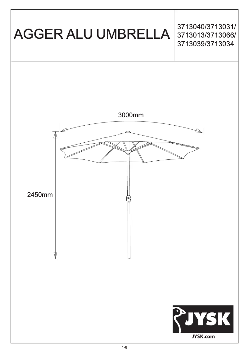 Page 1 de la notice Manuel utilisateur JYSK Agger