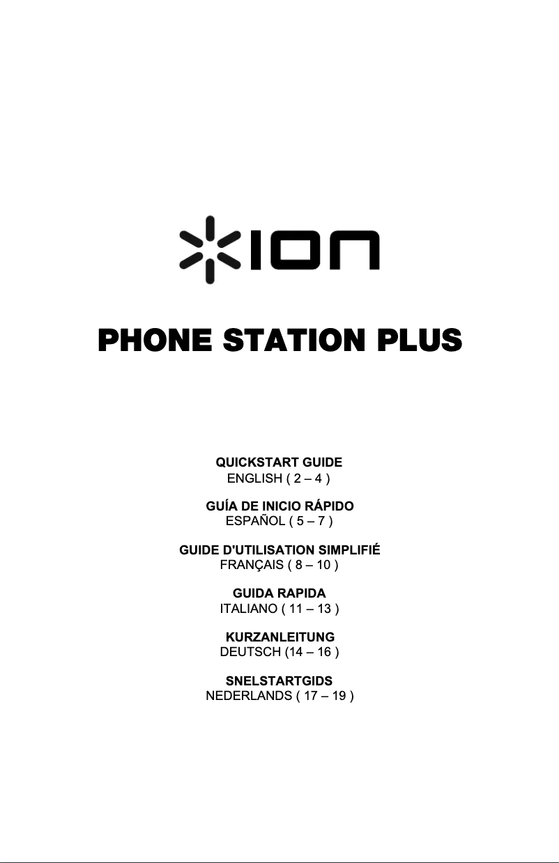 Page 1 de la notice Manuel utilisateur ION Phone Station Plus