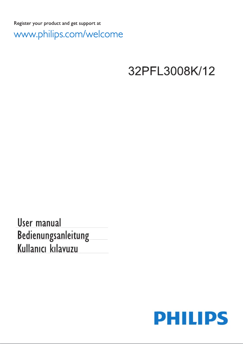 Page 1 de la notice Manuel utilisateur Philips 32PFL3008K