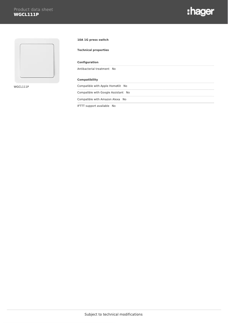 Image de la première page du manuel de l'appareil WGCL111P