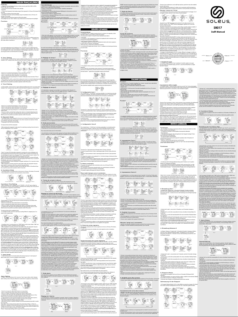 Page 1 de la notice Manuel utilisateur Soleus Swift SR017