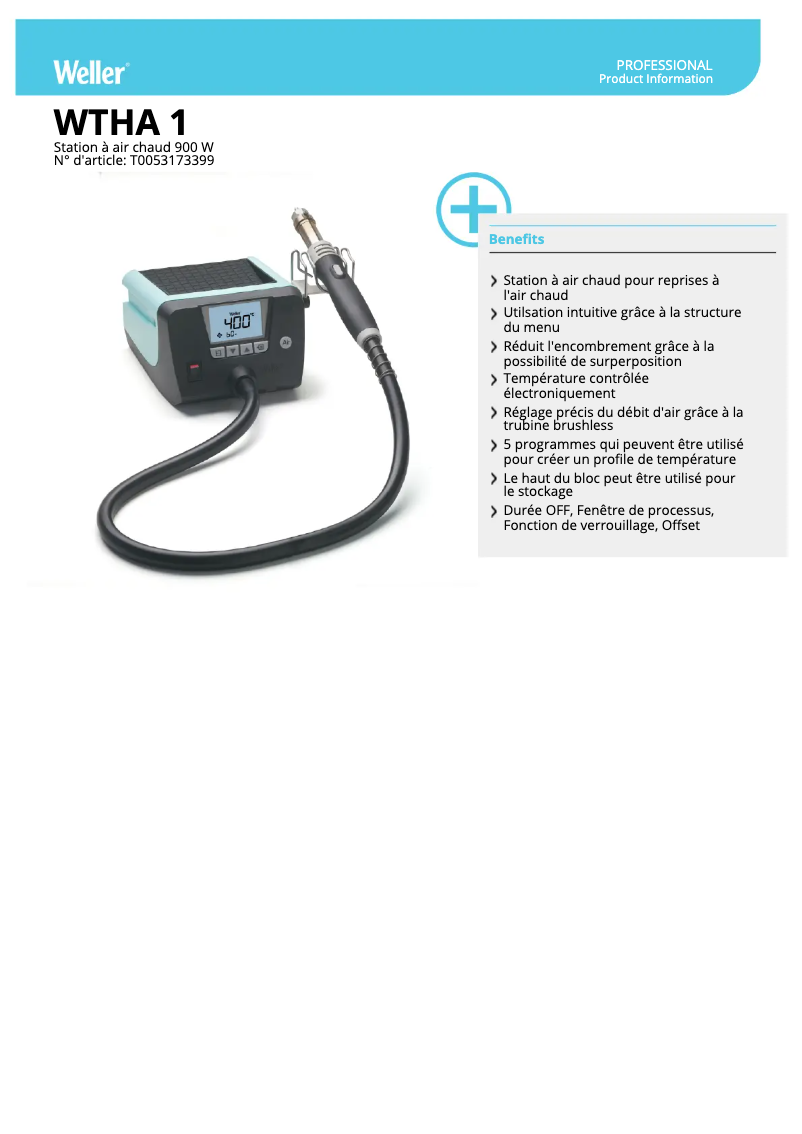 Page n°1 - Fiche technique Weller WTHA 1
