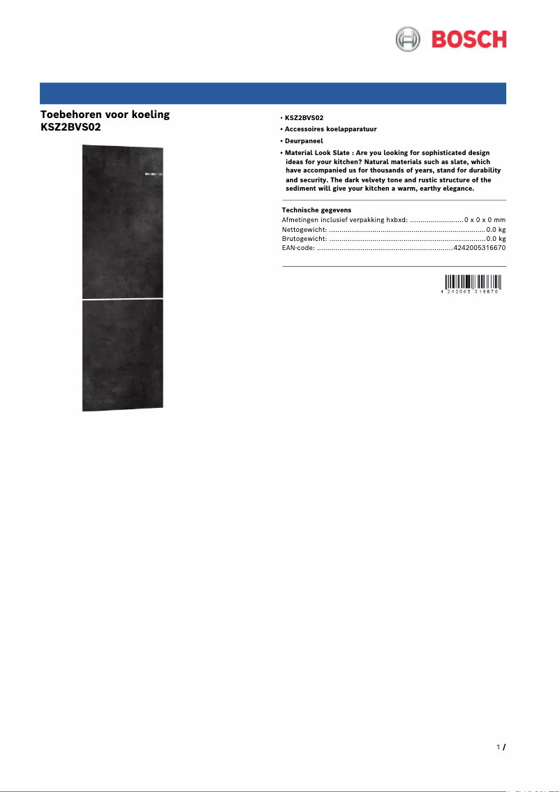 Página 1 del manual Manual de usuario Bosch KSZ2BVS02