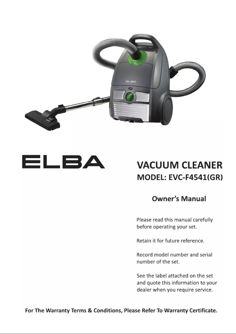 Page 1 de la notice Manuel utilisateur Elba EVC-F4541(GR)