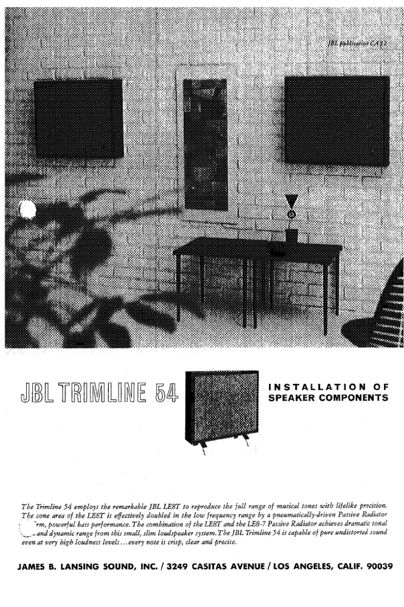 Page 1 de la notice Manuel utilisateur JBL Trimline 54