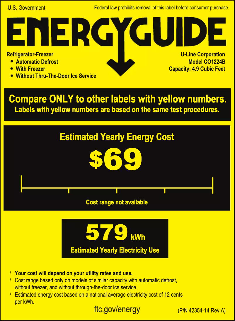 Page n°1 - Label énergétique U-Line U-CO1224FINT-00B