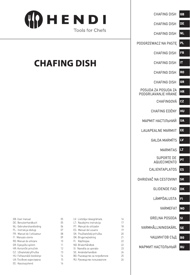 Page 1 de la notice Manuel utilisateur Hendi 238837