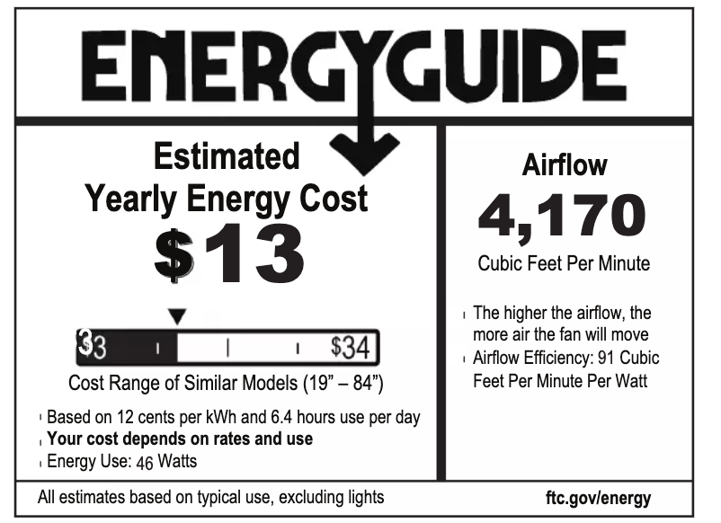 Página 1 del manual Etiqueta energética Hunter Key Biscayne 59135
