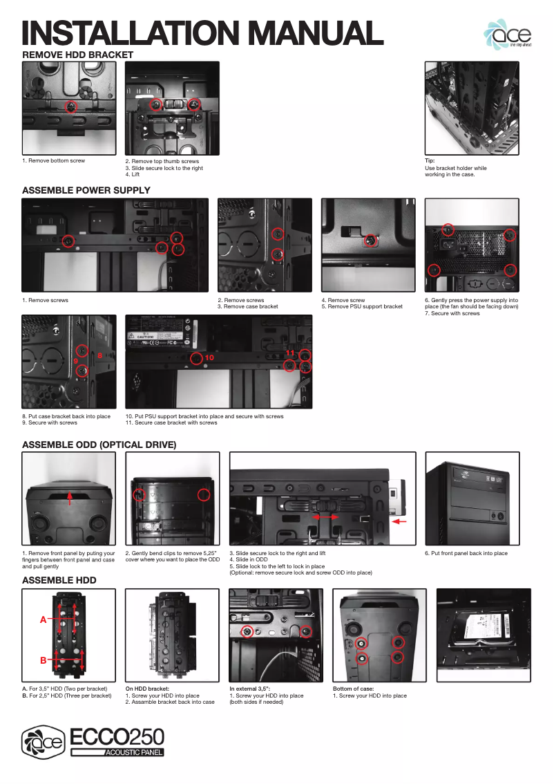 Page 1 de la notice Manuel utilisateur ACE Ecco250