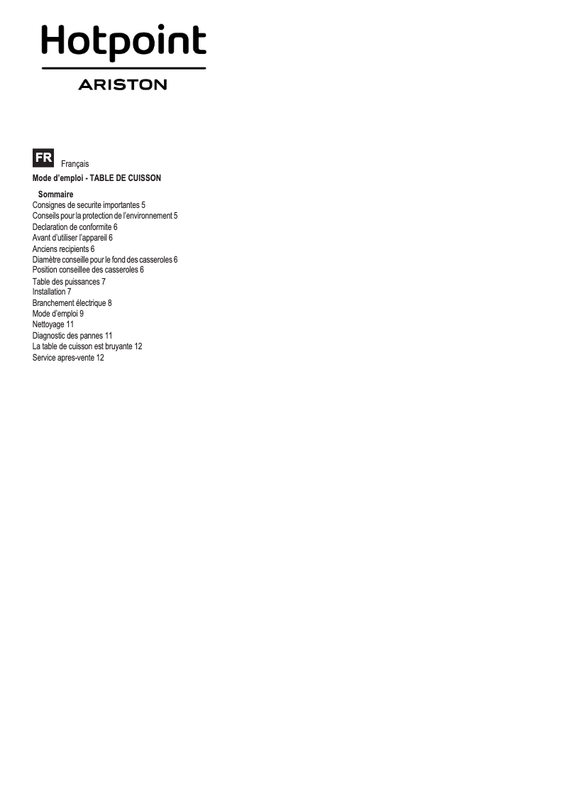 Page 1 de la notice Manuel utilisateur Hotpoint Ariston KIA 641 B C