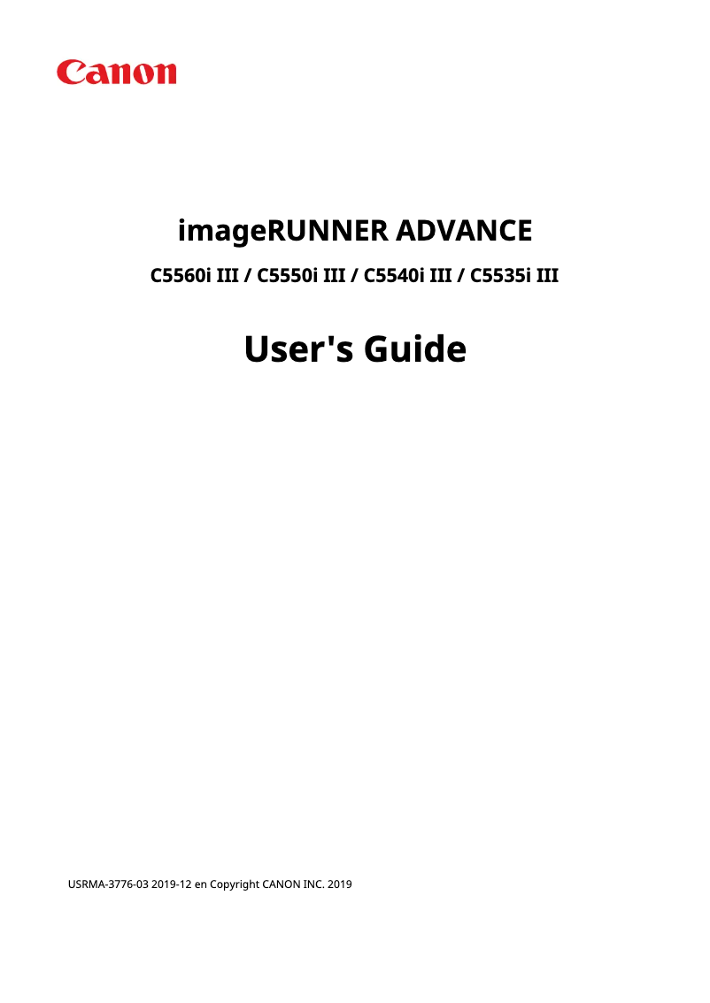 Image de la première page du manuel de l'appareil imageRUNNER ADVANCE C5560i