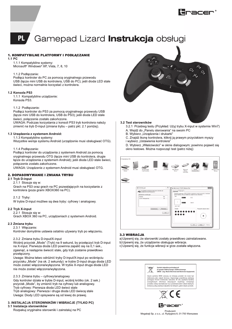 Page n°1 - Manuel utilisateur Tracer Lizard