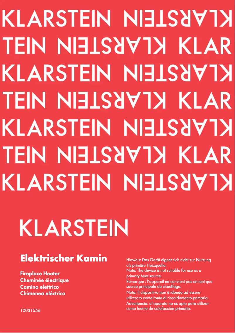 Page n°1 - Manuel utilisateur Klarstein 10031556
