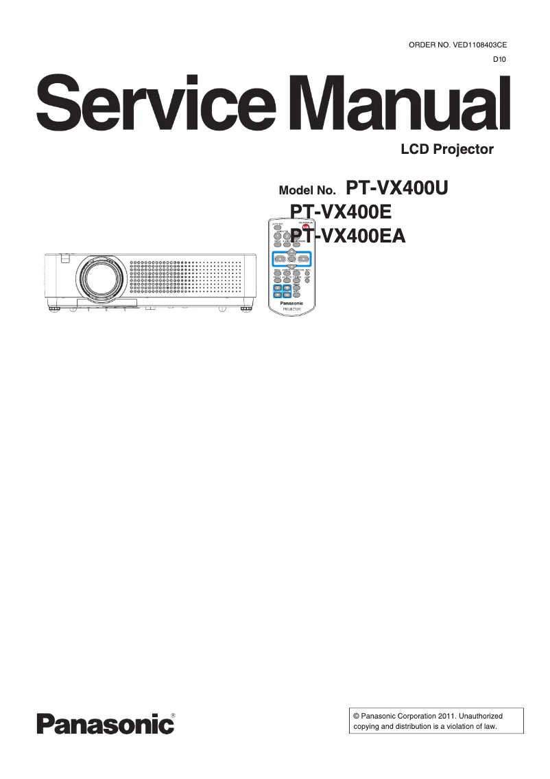 Image de la première page du manuel de l'appareil PT-VX400EAJ