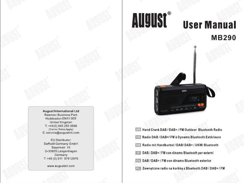 Página 1 del manual Manual de usuario August MB290