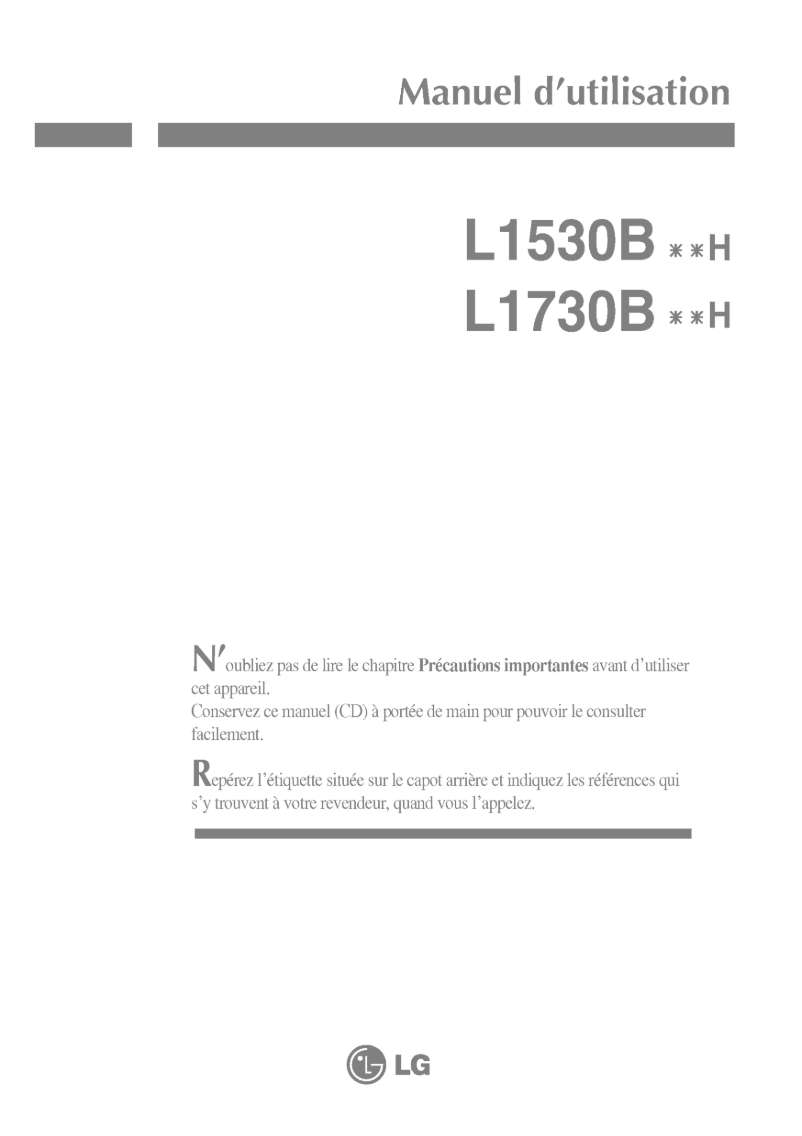 Page 1 de la notice Manuel utilisateur LG L1730BSNH
