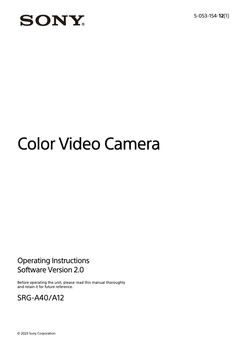 Página 1 del manual Manual de usuario Sony SRG-A40