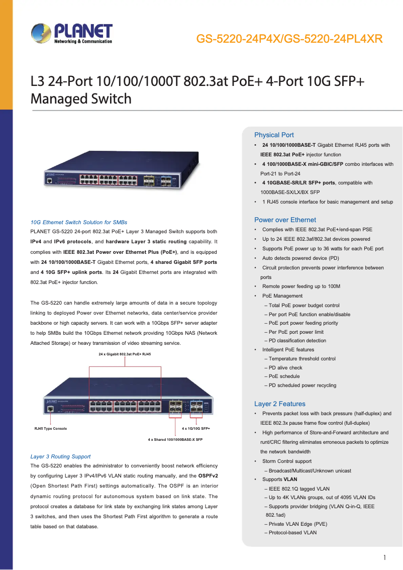 Image de la première page du manuel de l'appareil GS-5220-24PL4XR