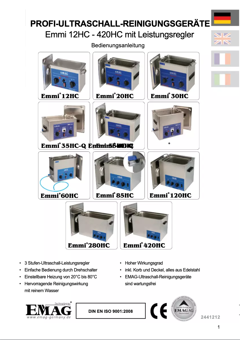 Page 1 de la notice Manuel utilisateur EMAG Emmi 55HC-Q