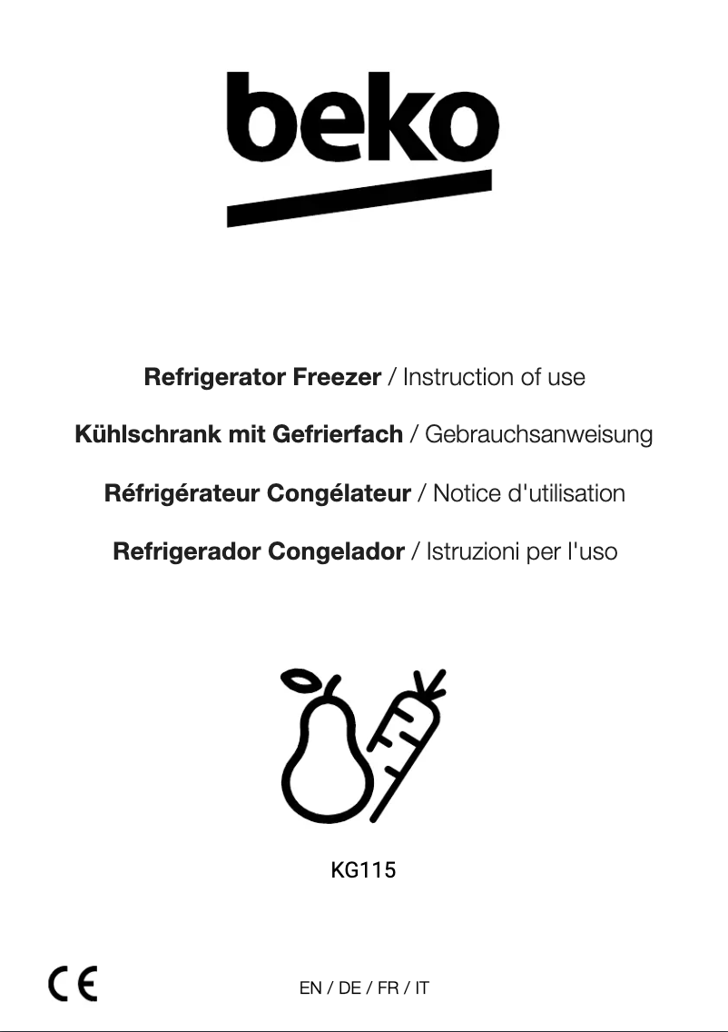 Page 1 de la notice Manuel utilisateur Beko KG115