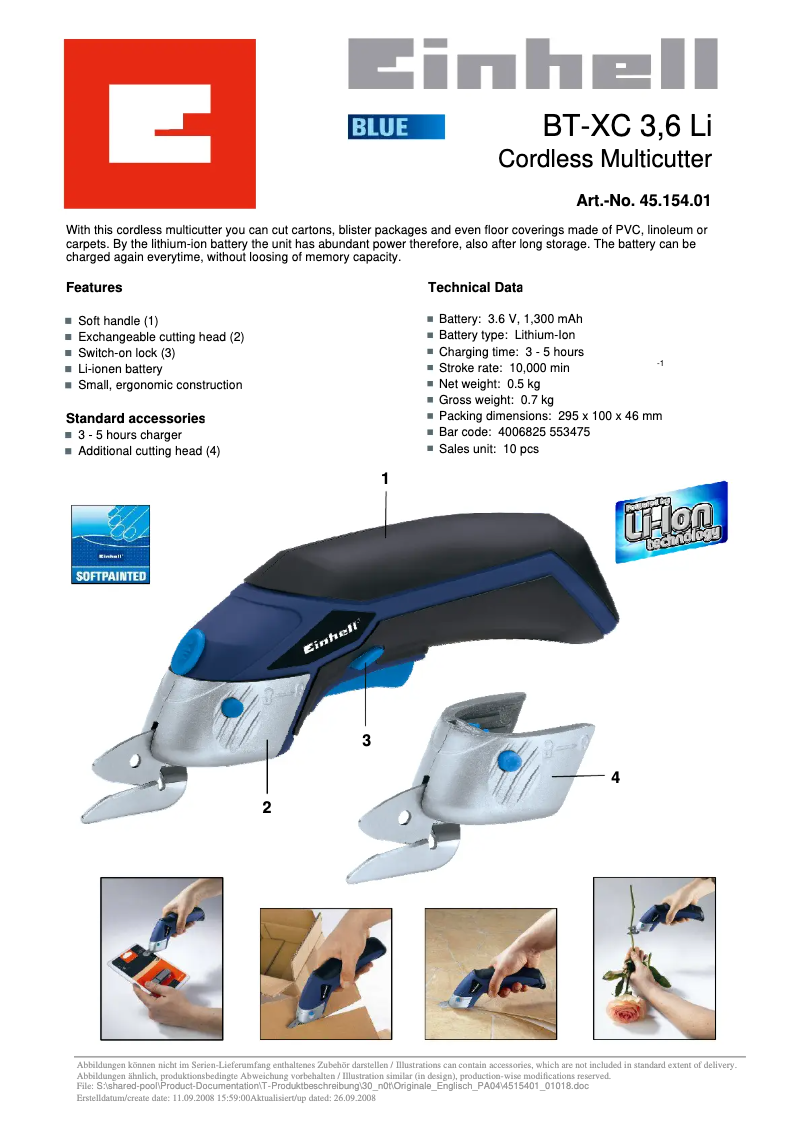 Image de la première page du manuel de l'appareil BT-XC 3,6 Li