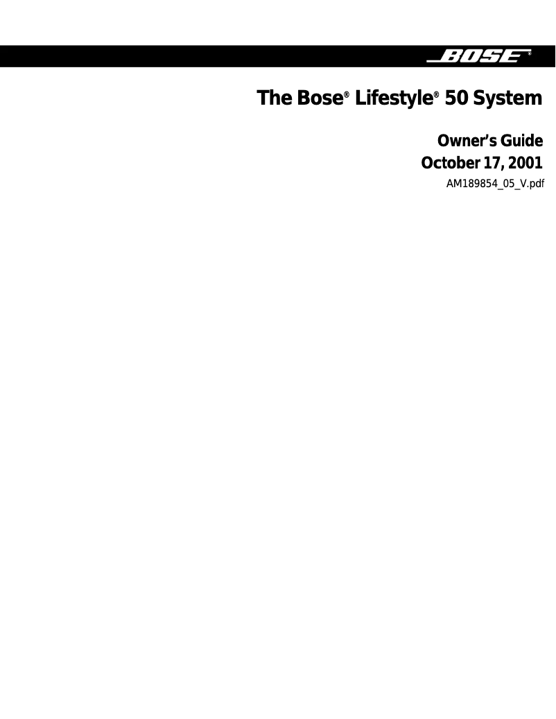 Page n°1 - Manuel utilisateur Bose Lifestyle 48 system serie I