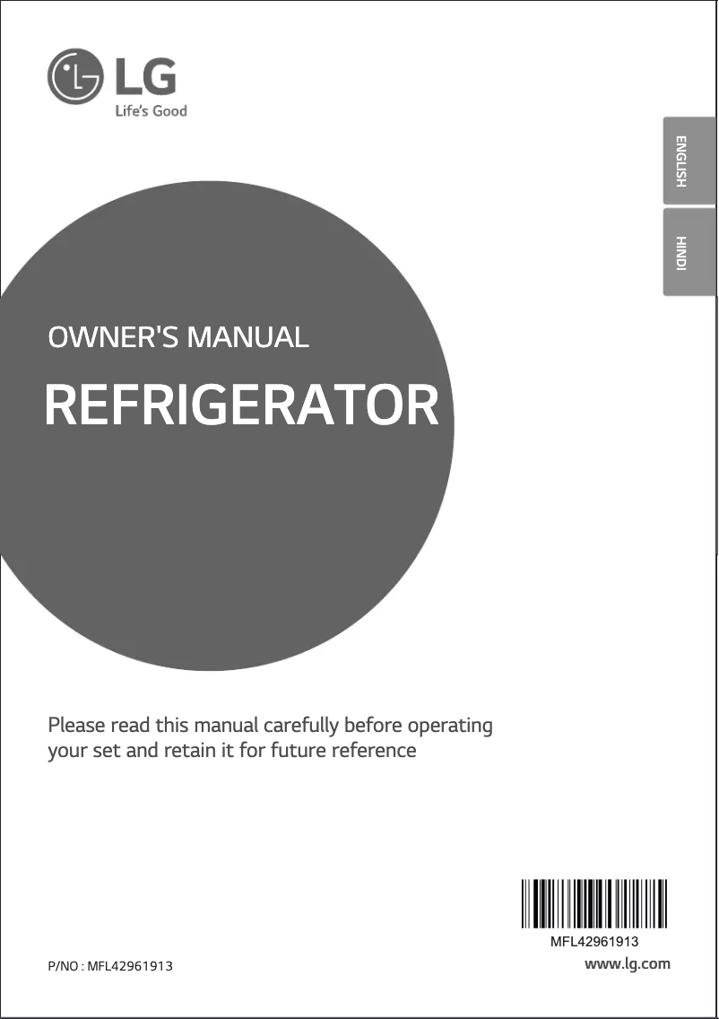 Page 1 de la notice Manuel utilisateur LG GL-B181RRLW