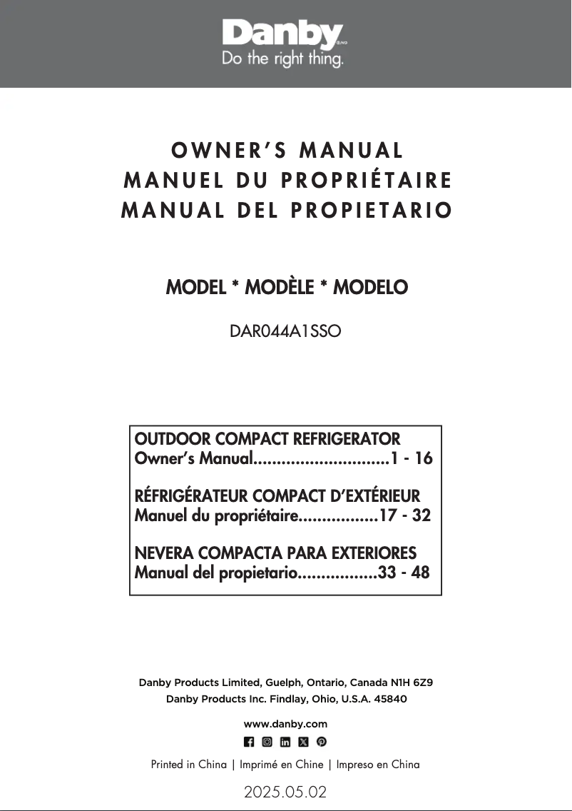 Página 1 del manual Manual de usuario Danby DAR044A1SSO-6