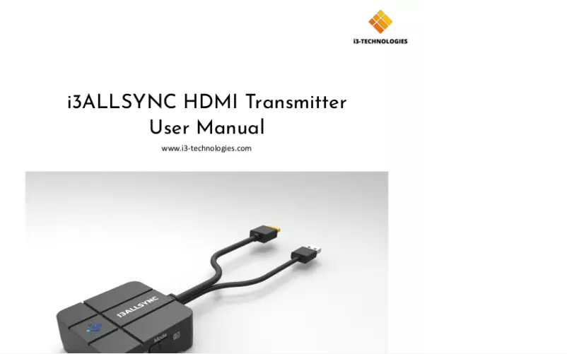 Page n°1 - Manuel utilisateur i3-Technologies i3ALLSYNC